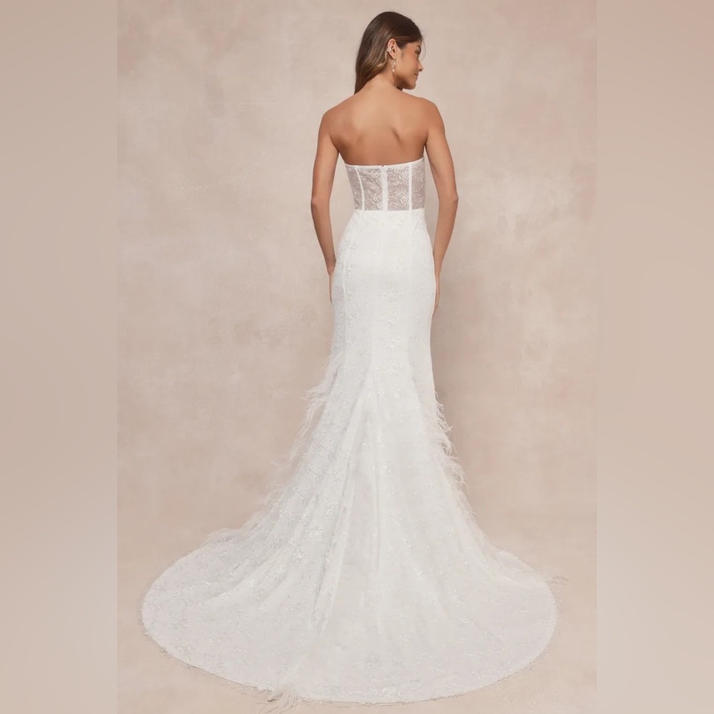 Ravishing Romance White Embroidered Feather Bustier Maxi Dress - Picture 2 of 6